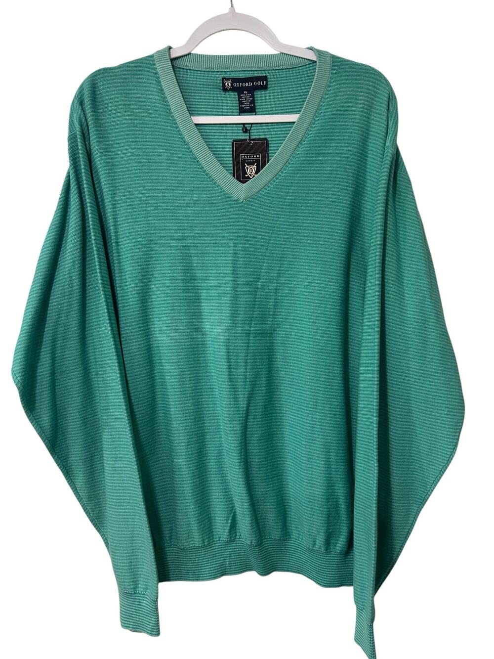 Oxford Golf Pima Cotton NWT Sweater Sea Green Preppy Golf XL V Neck Office